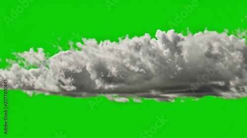 Single Large Cloud Moving Across Bright Sky with Green Screen Background