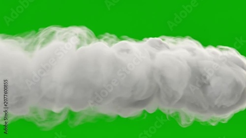 Large Cloud Formation Moving Against Bright Green Background in Slow Motion