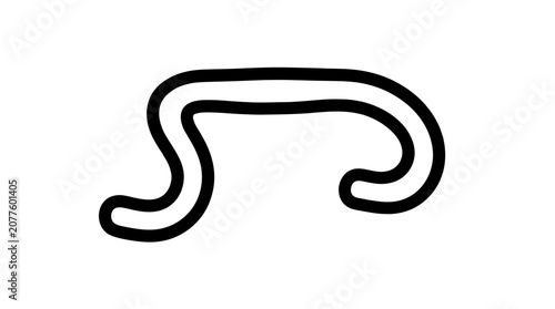 A simple black hand drawn squiggle line forming a decorative artistic shape isolated on a plain white studio background
