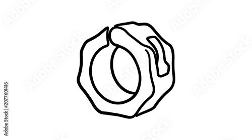 Minimalist black outline illustration of a circular barbell collar clip used for securing heavy weight plates during intense lifting sessions