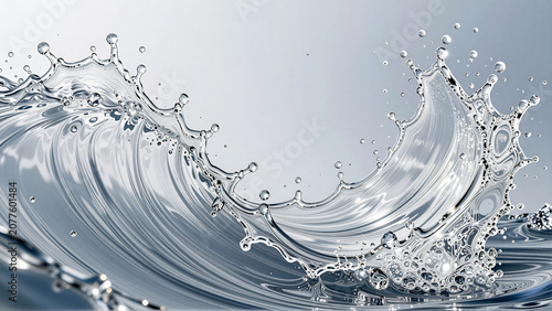 Dynamic Clear Water Wave Splash with Sparkling Liquid Droplets