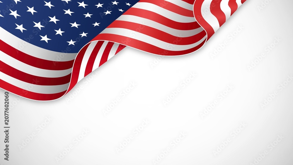 Obraz premium Waving American Flag Top Border with Clean Copy Space for 4th of July Patriotic Background