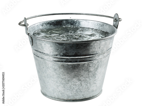 Metal Bucket Filled With Water