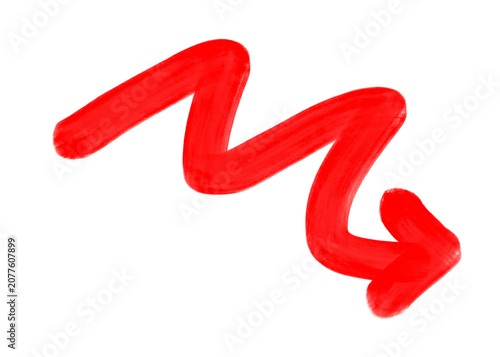 Pink red wavy scribble zigzag doodle stroke on white