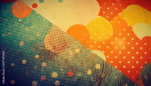 Abstract geometric pattern with circles and dots in vibrant colors.