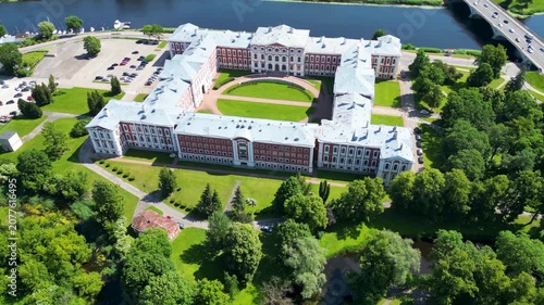 Drone vide of Jelgava Palace also called Mitau Palace in Jelgava city, Latvia