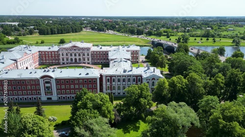 Drone 4k video of Jelgava Palace also called Mitau Palace in Jelgava city, Latvia