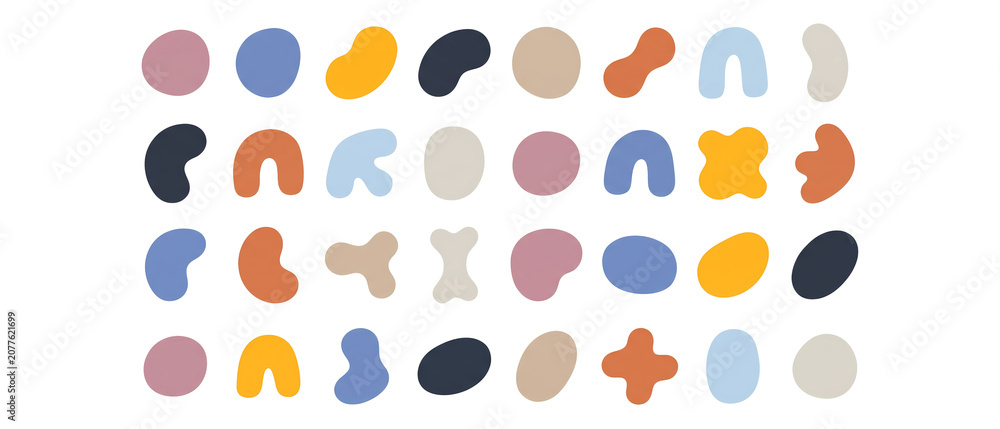 Fototapeta premium Earthy Abstract Blob Shape Collection, Modern Boho Organic Forms, Minimalist Pastel PNG Element Set