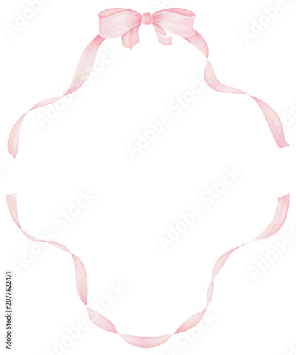 Pink Ribbon Frame Watercolor Clipart