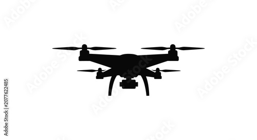 Tableau sur toile Drone Silhouette Against A White Background Aerial Vehicle Outline