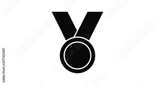 Slika na platnu Medal with ribbon silhouette on a white background