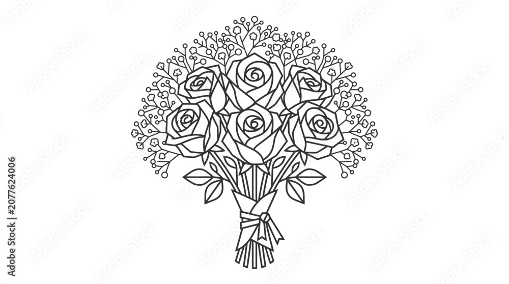 Fototapeta premium Bouquet of Roses and Small Flowers.
