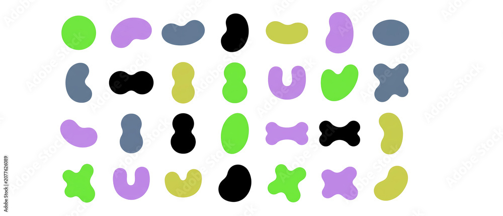 Fototapeta premium Abstract Organic Blob Shape Pack, Colorful Irregular Dot Forms, Modern Minimalist Element PNG Set