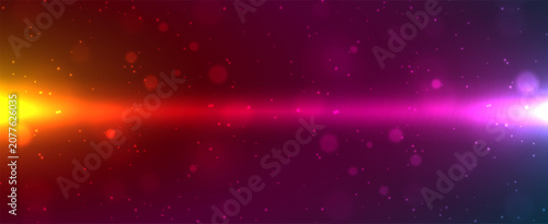 Vibrant Abstract Horizontal Light Flare Background With Colorful Glow Particles And Bokeh Effects For Cinematic Banner And Digital Poster
