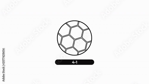 Score 4-1 Animation. Alpha matte with transparent background 4K Resulation.