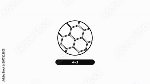 Score 4-3 Animation. Alpha matte with transparent background 4K Resulation.