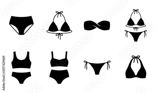 Canvastavla Swimwear icon set bikini swimsuit beachwear, UI and web interface design