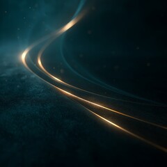 Abstract flowing lines creating luxury teal gold background. Abstract golden and teal lines flowing across a dark textured background generating a sense of luxury