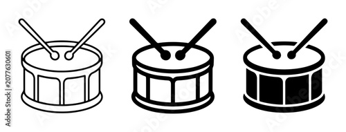 Canvastavla Drum Icons Set: Snare Drum Vector Graphics, Musical Instrument Symbols, Percussi
