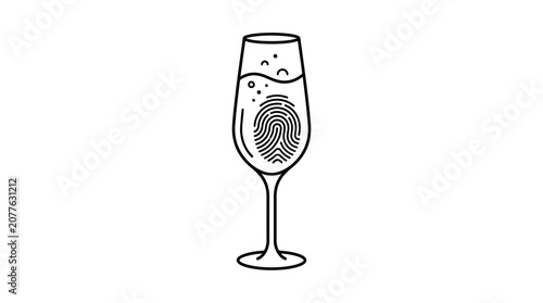 Wine Glass with Fingerprint Design Inside.