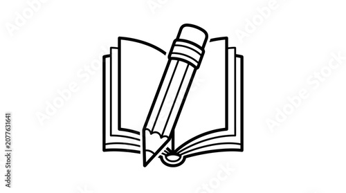 Pencil on Open Book Icon.