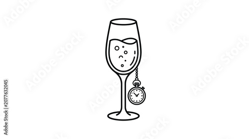 Wine glass with pocket watch.