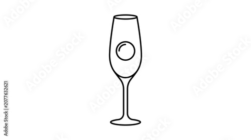 Champagne wine glass on stem.