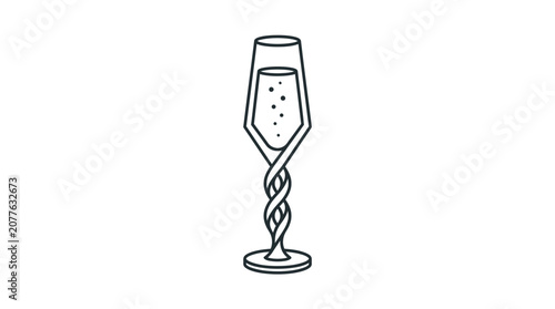 Champagne glass with twisted stem.
