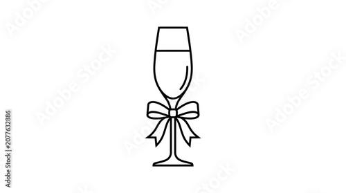 Champagne wine glass with bow tie.