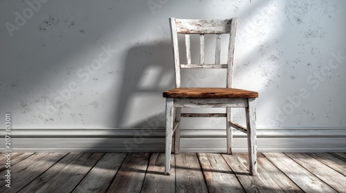 White wooden spindle-back chair in an empty room