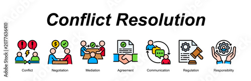 Cuadro en lienzo Conflict Resolution banner web icon vector illustration concept with an icon of