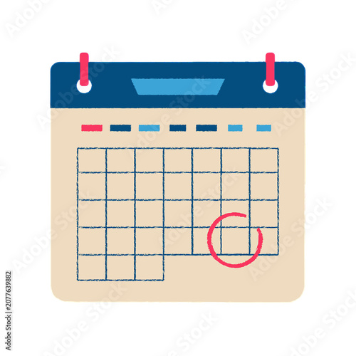 Cute textured monthly planner calendar illustration