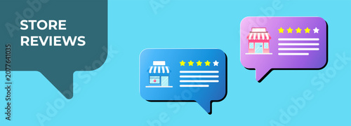 Customer Store Reviews Feedback Icons Illustration.