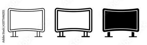 3 Billboard Icons, Outline and Solid Styles, for Advertising and Marketing