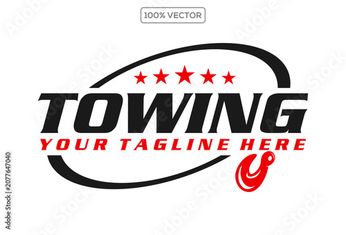 Foto graphic of towing truck service logo design
