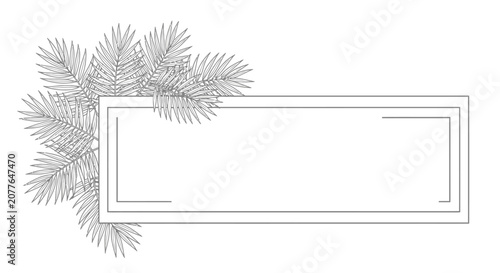 Elegant Pine Branch with Decorative Frame and Copy Space