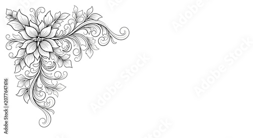 Elegant Floral Corner Ornament, Vintage Swirl Design, Decorative Element