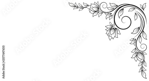 Elegant Floral Swirl Ornament - Decorative Corner Design