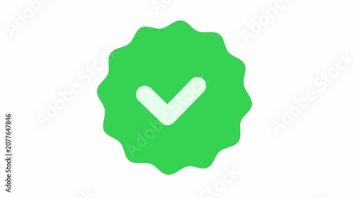 Green Check Mark Icon Animation 4K Seamless Loop with Alpha Channel