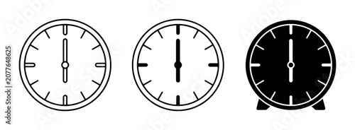 Canvastavla Clock Icons Collection: Simple Time Symbols, Analog Watch Graphics, Black and Wh