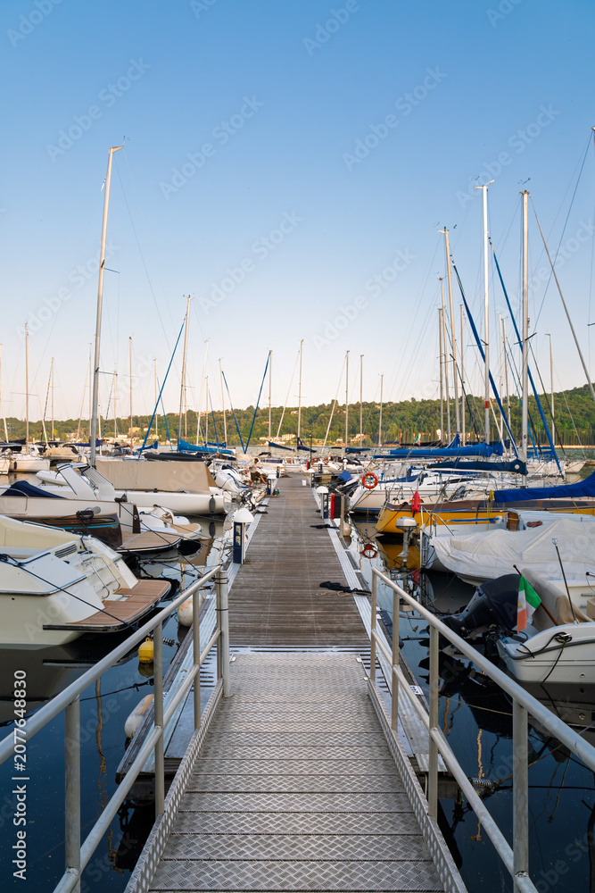 Fototapeta premium Floating dock in marina on Lake Garda in Salo Italy