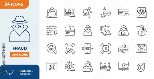 Obraz na płótnie Fraud line editable icon set