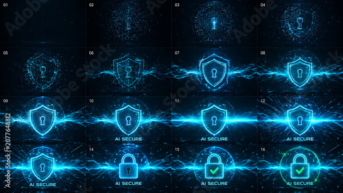 security for Global Communication and internet with blue shield on black background