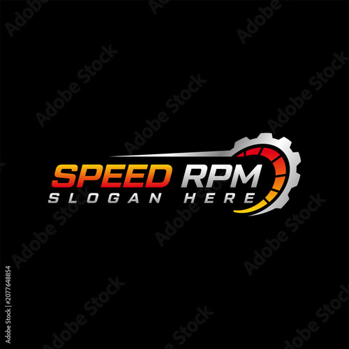Schilderij op canvas Speed rpm, speedometer  logo design template black background