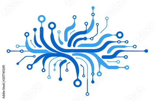 Modern AI Neural Network Technology Concept with Blue Gradient Flat Vector Illustration