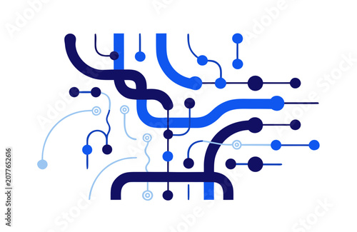 Modern AI Neural Network Technology Concept with Blue Gradient Flat Vector Illustration