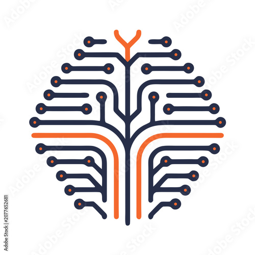 Futuristic Artificial Intelligence Brain with Glowing Circuit Lines and Geometric Nodes