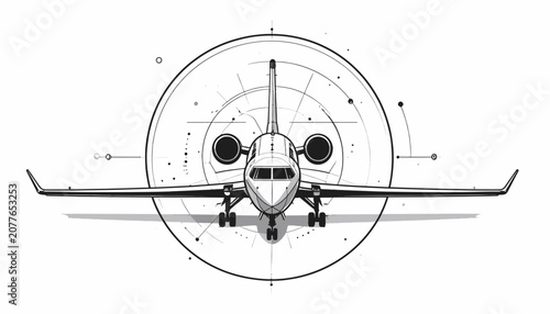Konstfotografi Airplane Aircraft Front View Illustration.