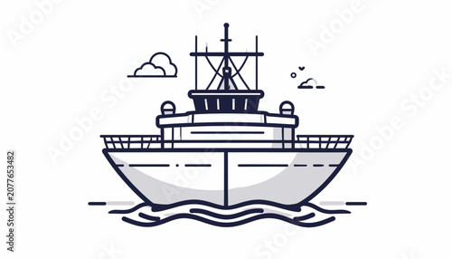 Εκτύπωση καμβά Large Ship Sailing on Water Surface.