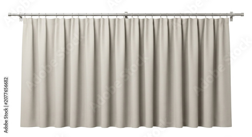 Obraz na plátne Modern beige pleated window curtain on metallic rod